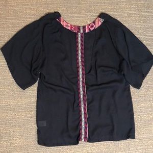 Francesca’s Black Shirt with Aztec Back
